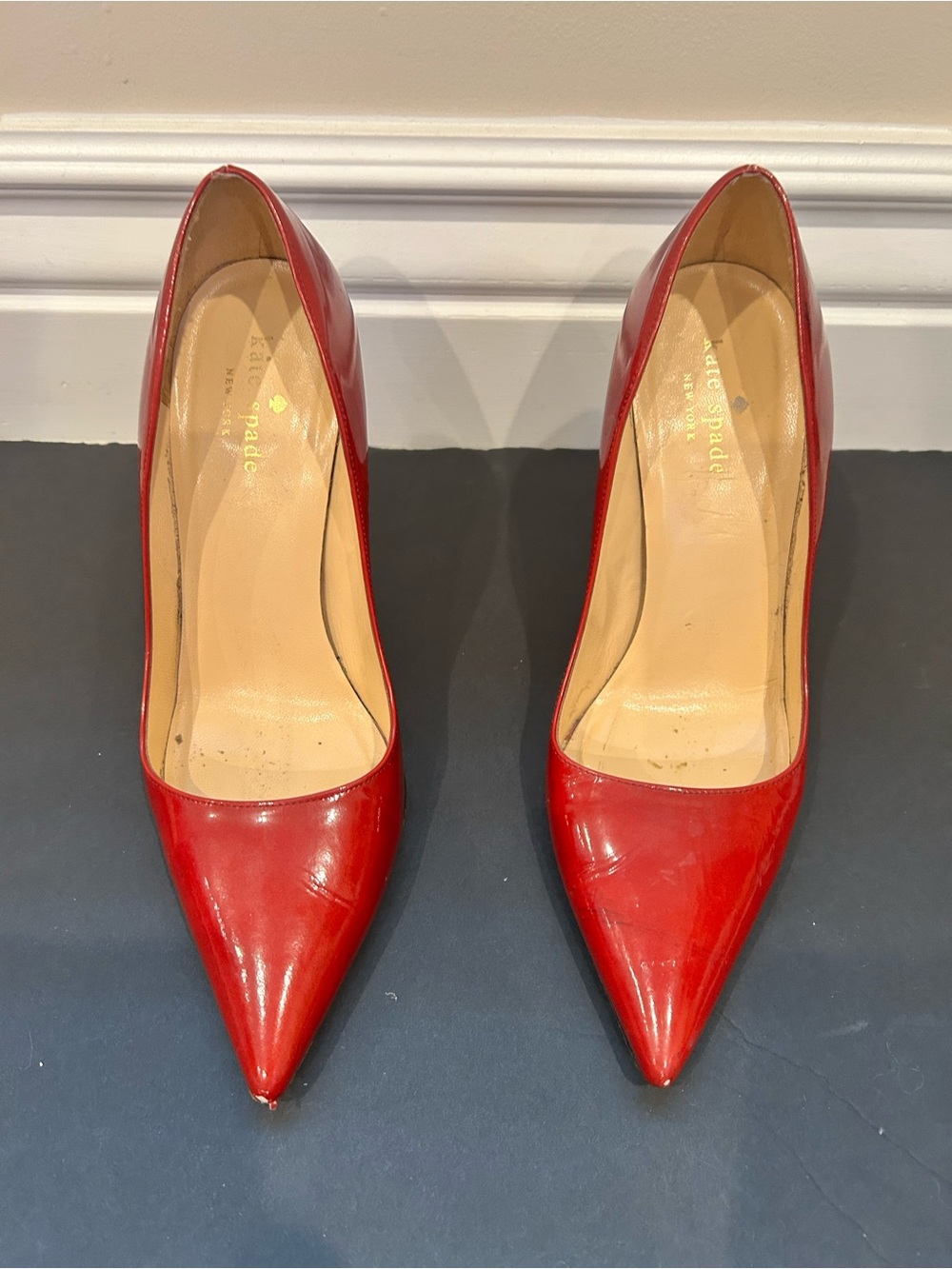 kate spade Red Patent Pointed-Toe Pumps 7